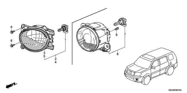 2012 Honda Pilot 5 Door EX-L (2WD) KA 5AT Foglight Diagram