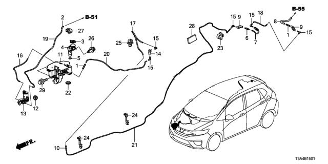 2017 Honda Fit Hose Diagram for 76805-T5A-003