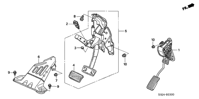 2007 Honda Odyssey 5 Door EXL (RES/NAVIGATION) KA 5AT Pedal Diagram