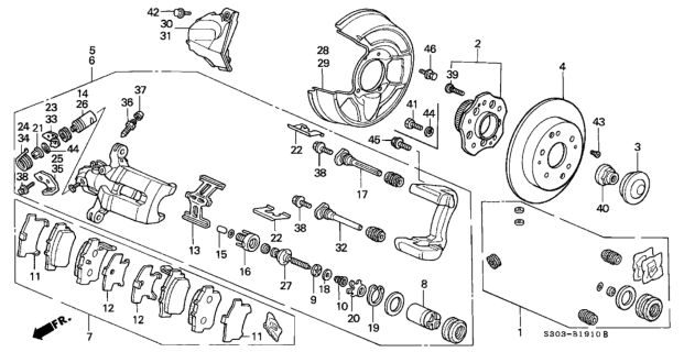 1997 Honda Prelude Nut, Spindle Diagram for 90305-S30-003