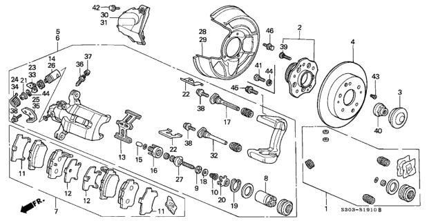 1997 Honda Prelude Disk, Rear Brake Diagram for 42510-S30-A00