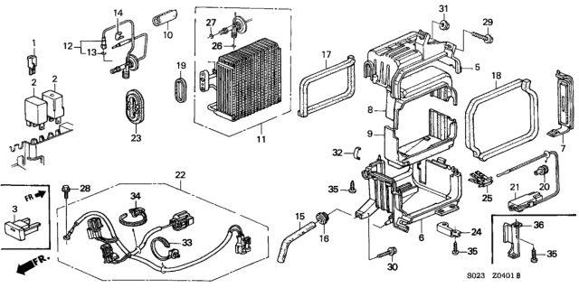 1999 Honda Civic A/C Cooling Unit Diagram