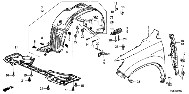 2021 Honda Passport Front Fenders Diagram