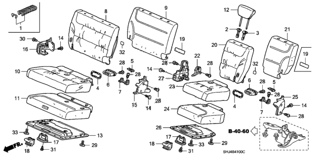 2007 Honda Odyssey Rear Seat Diagram