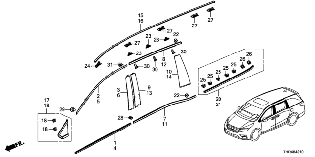 2021 Honda Odyssey Molding Assy., L. FR. Door Sash Diagram for 72465-THR-A01