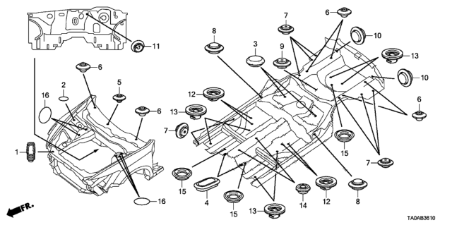 2012 Honda Accord Grommet (Front) Diagram