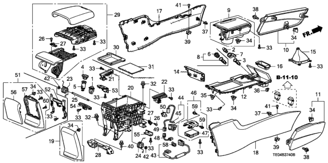 2008 Honda Accord Garnish Assy., Center Console *NH167L* (GRAPHITE BLACK) Diagram for 83403-TA0-A01ZA