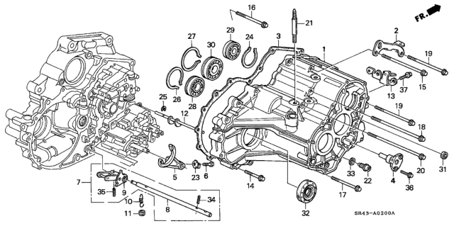 1995 Honda Civic AT Transmission Housing Diagram