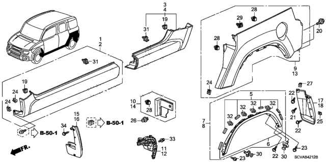 2010 Honda Element Cladding Assy., L. RR. Side *R538P* (MIDNIGHT RED PEARL) Diagram for 74450-SCV-A31ZG