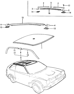1973 Honda Civic 3 Door ** (1200) ** 4MT Roof Molding Diagram