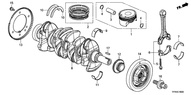 2020 Honda CR-V Hybrid Ring Set (Os) (0.25) Diagram for 13021-6C1-A01