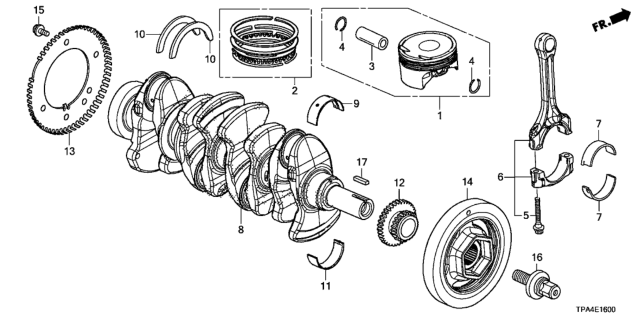 2020 Honda CR-V Hybrid Piston Set Diagram for 13010-6C1-A00