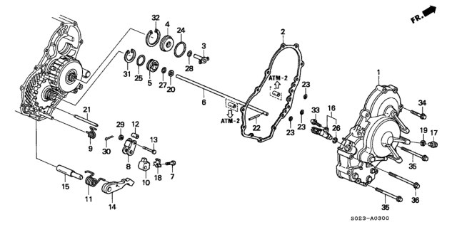 1999 Honda Civic AT Right Side Cover Diagram