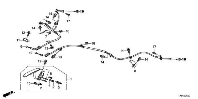 2013 Honda Fit EV Stay, Brake Wire Bracket (R) Diagram for 47523-TX9-A00