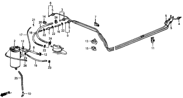 1987 Honda CRX 2 Door HF KA 5MT Fuel Pipe Diagram