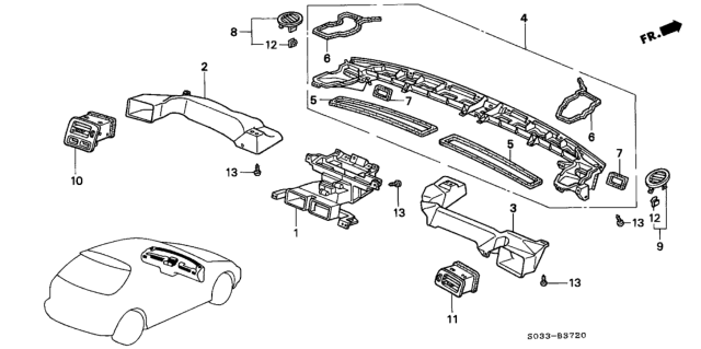 1998 Honda Civic 3 Door CX KA 4AT Duct Diagram