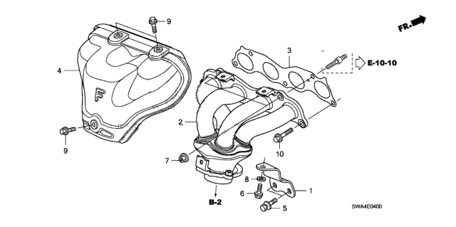 2008 Honda CR-V Cover, Exhuast Manifold Diagram for 18120-RZA-A00