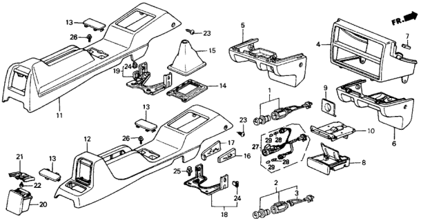 1990 Honda Civic Ashtray Assembly, Rear (Urban Red) Diagram for 83480-SH1-A00ZE