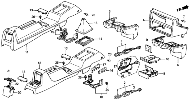 1988 Honda Civic Cap, Center Console *NH89L* (PALMY GRAY) Diagram for 83412-SH3-000ZE