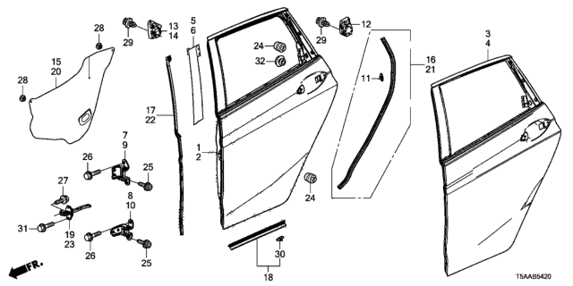 2020 Honda Fit Sub Seal,L RR Doo Diagram for 72864-T5R-A11