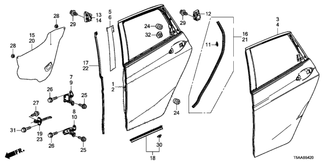 2020 Honda Fit Rear Door Panels Diagram