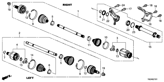 2021 Honda Ridgeline Driveshaft Assembly-, R Diagram for 44305-T6Z-A21