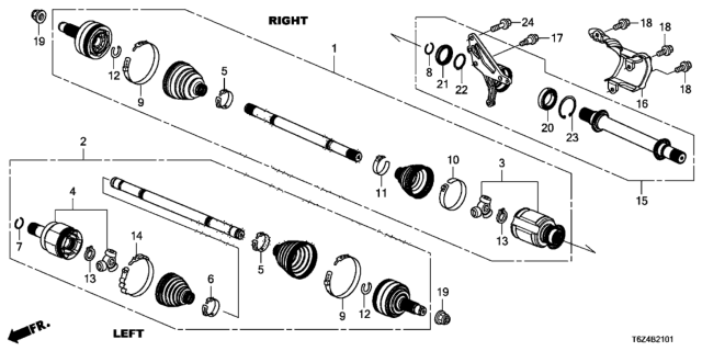 2021 Honda Ridgeline Driveshaft - Half Shaft Diagram