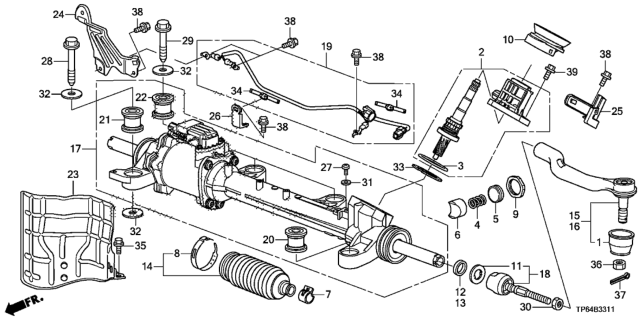 2013 Honda Crosstour Screw, Rack Guide Diagram for 53414-TR8-P01