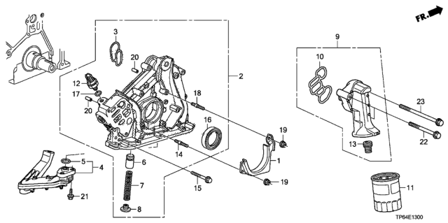 2011 Honda Crosstour 5 Door EXL (2WD) KA 5AT Oil Pump (V6) Diagram