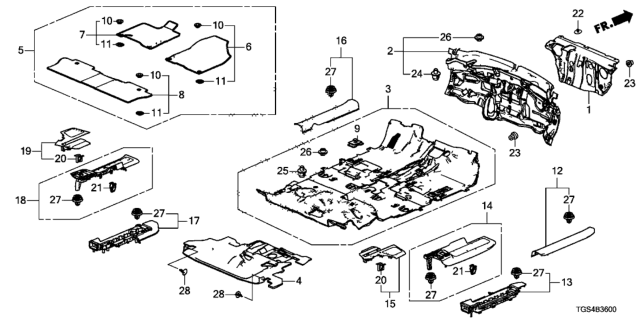 2020 Honda Passport Floor Mat Diagram