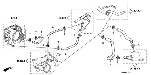 2007 Honda Accord Water Hose (V6) Diagram