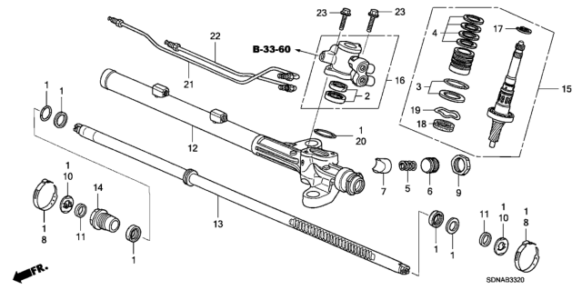 2007 Honda Accord 2 Door EXL KA 5MT P.S. Gear Box Components (L4) Diagram