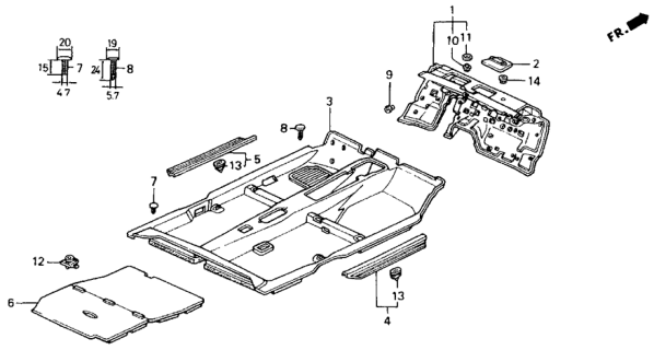 1992 Honda Accord Floor Mat *NH89L* (PALMY GRAY) Diagram for 83301-SM2-A22ZA