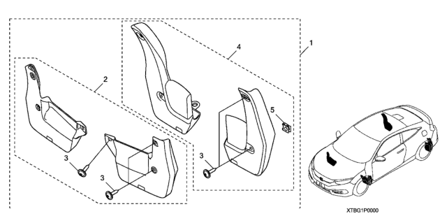 2017 Honda Civic Splash Guard (Rear) Diagram for 08P09-TBG-100R1