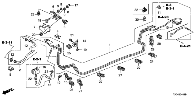 2010 Honda Accord Clamp F, Fuel Pipe Diagram for 91599-TA0-A01