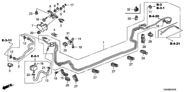 2008 Honda Accord Hose, Fuel Feed Diagram for 16720-R70-A02