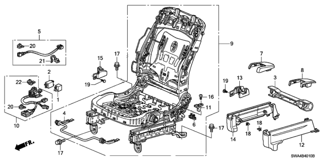 2007 Honda CR-V Frame,L FR Seat Diagram for 81526-SWA-A12