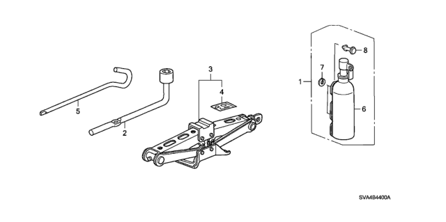 2008 Honda Civic Tools - Jack Diagram