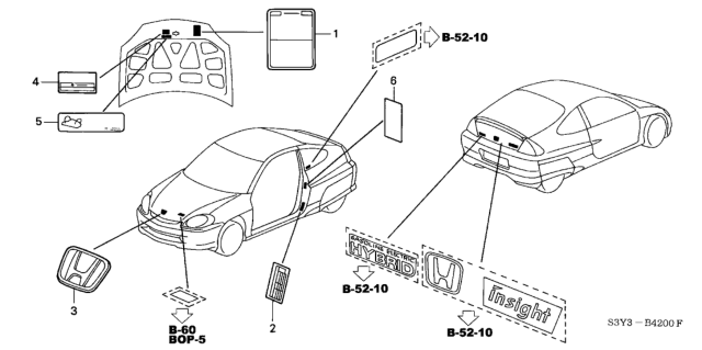 2002 Honda Insight Emblems Diagram