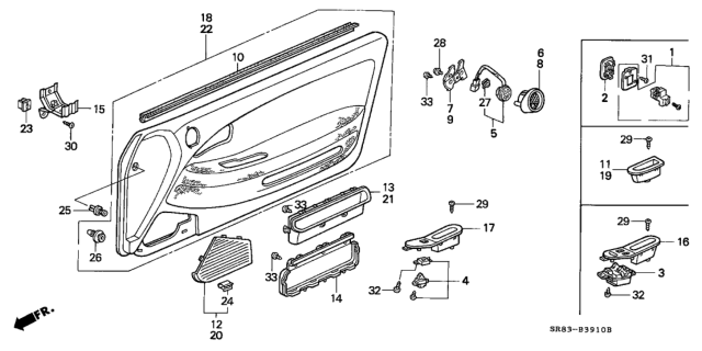 1993 Honda Civic Cover, Pocket *NH178L* (EXCEL CHARCOAL) Diagram for 83505-SR3-000ZB