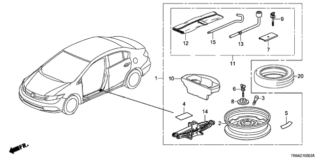 2014 Honda Civic Temporary Wheel Kit Diagram