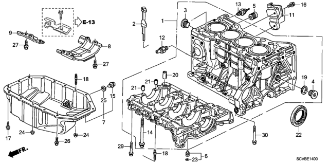 2011 Honda Element Cylinder Block - Oil Pan Diagram