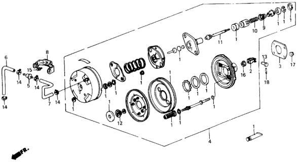 1990 Honda Civic 4 Door LX KA 4AT Master Power (9") Diagram