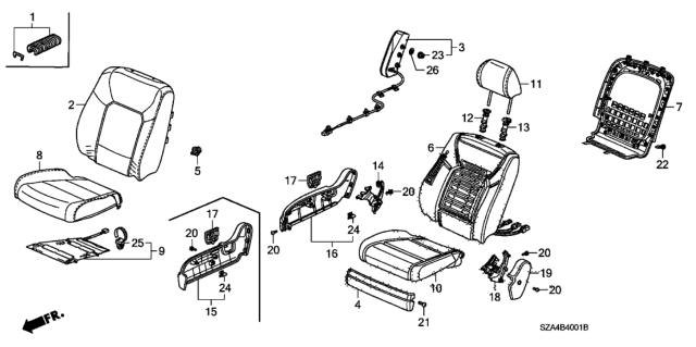 2012 Honda Pilot Front Seat (Passenger Side) Diagram