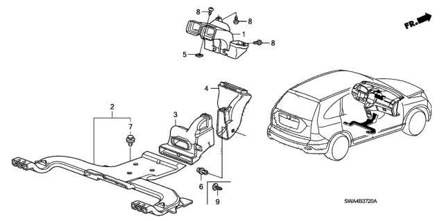 2008 Honda CR-V 5 Door EX-L (2WD NAVIGATION) KA 5AT Duct Diagram