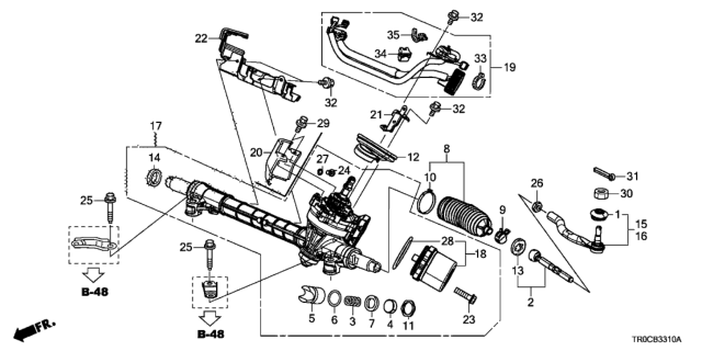 2015 Honda Civic End Set, Rack Diagram for 53010-TR0-A01