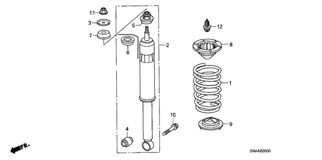 2009 Honda Civic Spring, Rear Diagram for 52441-SNA-A12