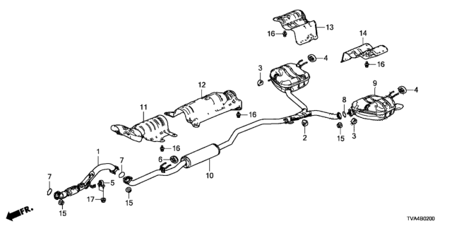 2019 Honda Accord Silencer Complete, Exhuast Diagram for 18307-TVA-A05