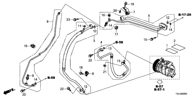 2014 Honda Accord 2 Door EX-L (NAVIGATION) KL CVT A/C Hoses - Pipes Diagram