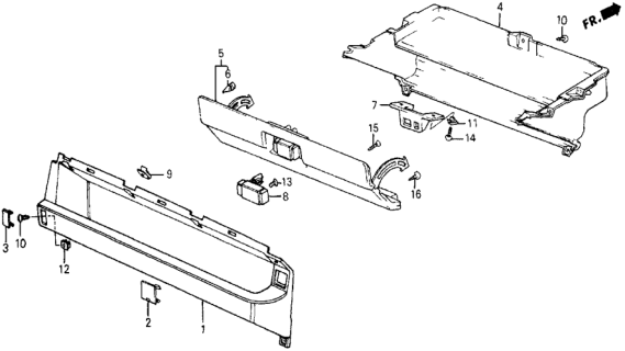 1986 Honda Civic 5 Door 4WD KA 5MT Glove Box Components Diagram